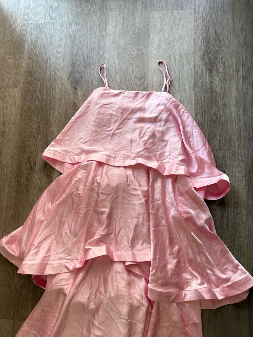 elliatt tilly pale pink tiered oversized ruffle flared maxi gown dress small NEW - Picture 10 of 14